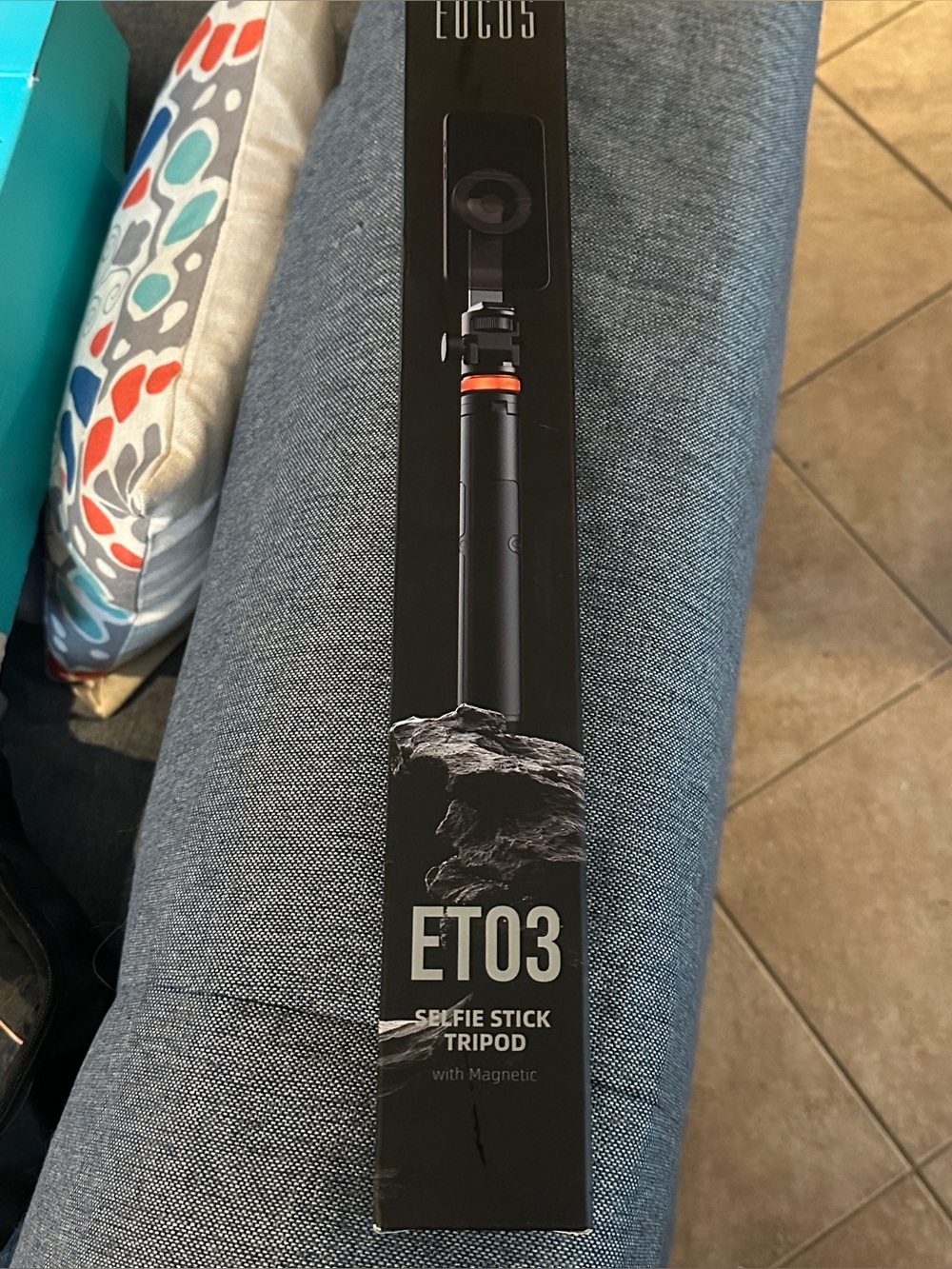 EUSOS Selfie Stick Tripod - Black with Orange Accent